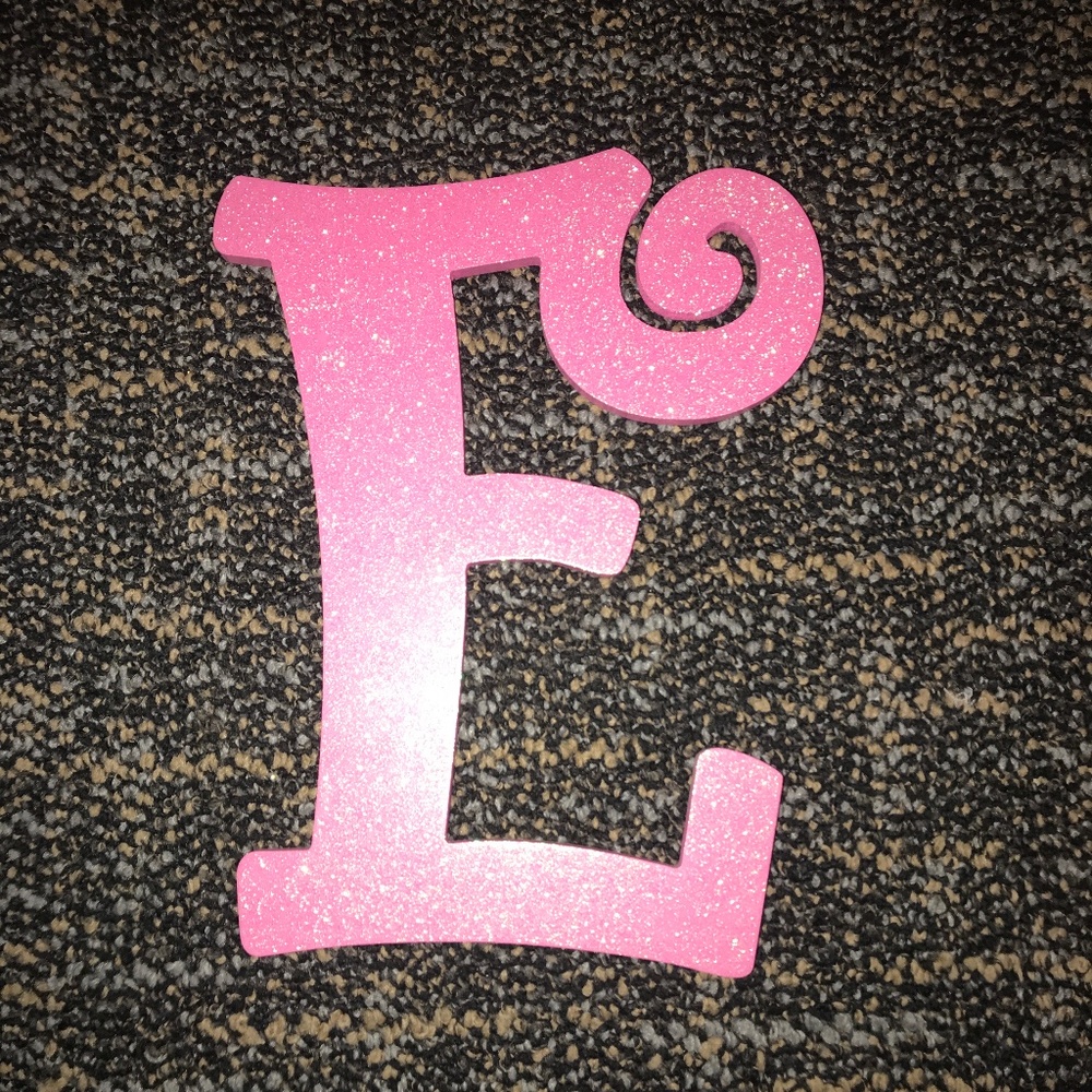 Pink Glitter Wood Letter E - 12” tall